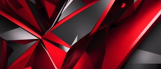 Black and crimson red modern futuristic abstract background with geometric shape, lines, triangles and 3d effect from Generative AI