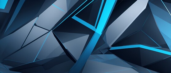 Black and light blue modern futuristic abstract background with geometric shape, lines, triangles and 3d effect from Generative AI