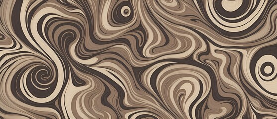 Wavy and swirled black and brown brush strokes vector seamless pattern from Generative AI