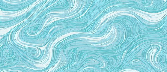 Wavy and swirled white and teal brush strokes vector seamless pattern from Generative AI