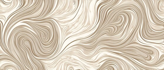 Wavy and swirled white and bronze brush strokes vector seamless pattern from Generative AI