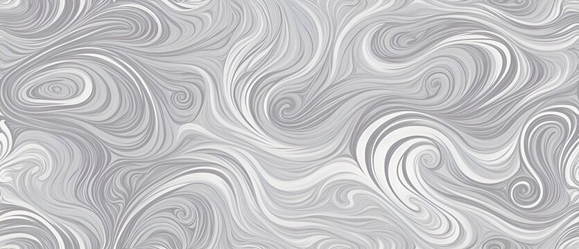 Wavy and swirled white and silver brush strokes vector seamless pattern from Generative AI