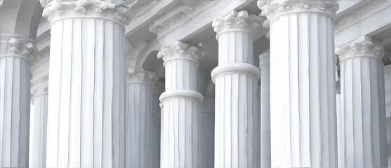 White marble columns from Generative AI - obrazy, fototapety, plakaty