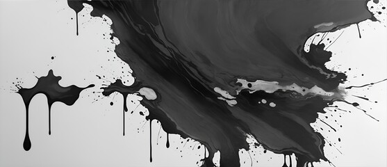 Abstract black color splashes and stain painting  from Generative AI