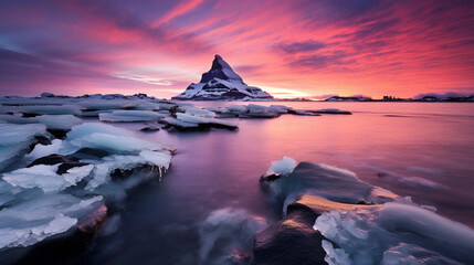 sunset over the lake HD 8K wallpaper Stock Photographic Image 