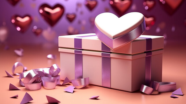gift box with heart HD 8K wallpaper Stock Photographic Image 