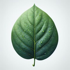 green leaf with water drops isolated on white background generative ai illustration