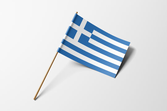 Greece flag of small paper, isolated on white background