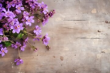 Fototapeta na wymiar Purple flowers on the table