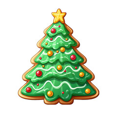 Christmas tree sugar cookie, isolated on transparent background