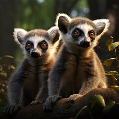 Fototapeta premium Lemurs in the sun