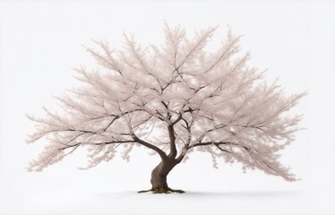 Cherry blossoms tree in plain White background from Generative AI