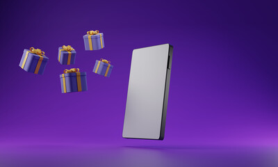 3d render of a phone with giftbox