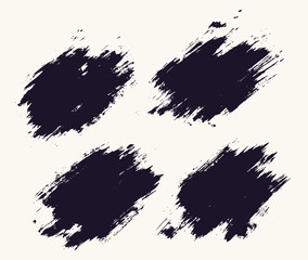 Set of black ink vector brush stroke