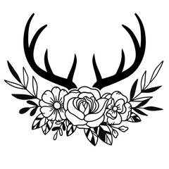 Deer Silhouette, Antler Svg Cut Files