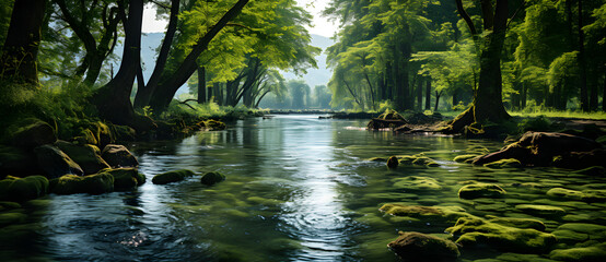 The river flows quietly in the quiet forest 1