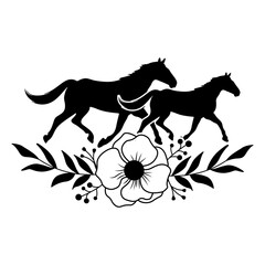 Obraz premium Running Horse With Beautiful Floral, Horse Cutting files, Horse and Flower