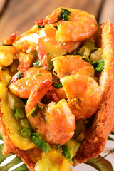 acaraje dumpling made with black-eyed pea dough, shrimp, onion and salt, and fried in palm oil typical Brazilian cuisine baiana cuisine