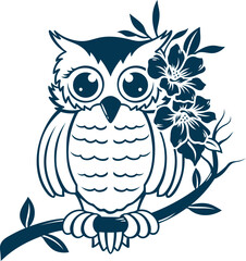 Aesthetic Floral Owl Tattoo Silhouette Graphic