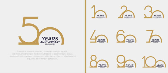 set of anniversary logo brown color on white background for celebration moment - obrazy, fototapety, plakaty