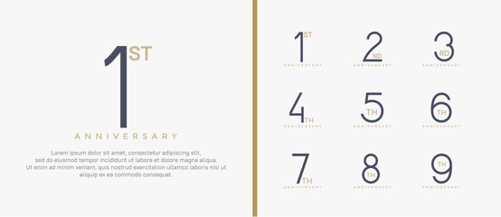set of anniversary logo brown and black color on white background for celebration moment
