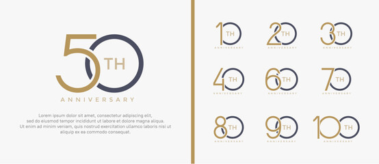 set of anniversary logo brown and black color on white background for celebration moment