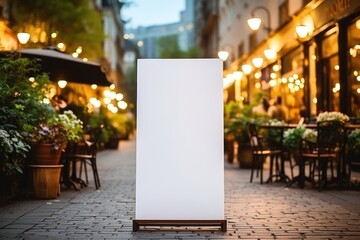 Fototapeta na wymiar Signboard menu of eatery on street. Generative AI