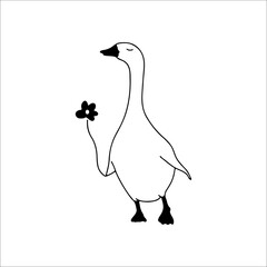 vector illustration of a duck holding a flower