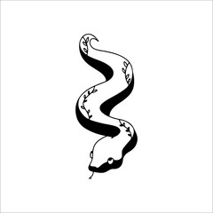 vector illustration of snake with leaves