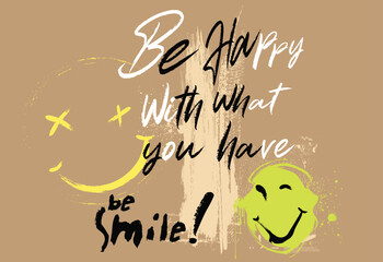 kindness slogan text with a cute cartoon smile, typography street art graffiti slogan print with spray effect, text splash t shirt print patterns, t shirt graphics print vector illustration