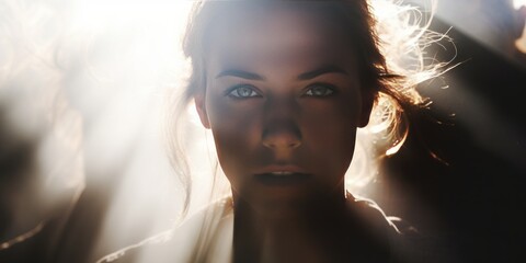 Silhouette of a Woman Gazing at the Camera, Her Head Tilted Up, Reflecting Headache, Drug Use, Feeling Sick, and the Complex Dreams of Marijuana