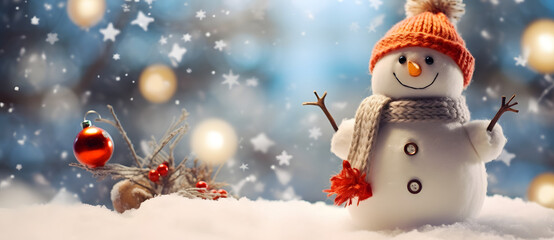Realistic hand drawn embroidery texture of cheerful snowman in winter garden 11