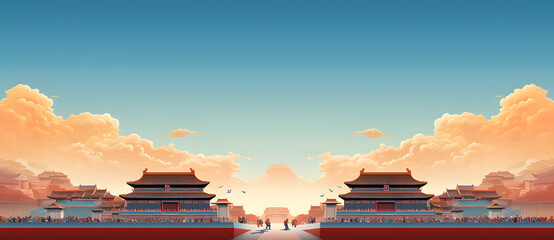Distant view illustration of Chinese palace 4