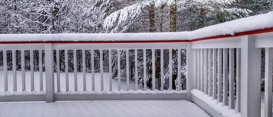 Deck filled with snow