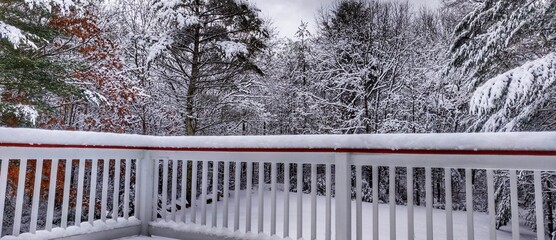 Snow covered porch