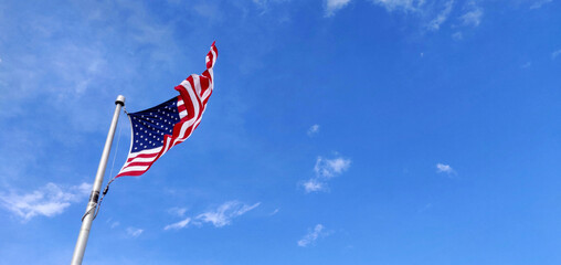 US Flag blowing in the wind