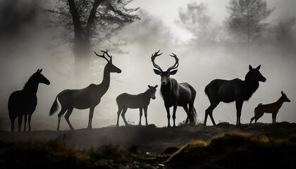 Obraz premium Animals walking in the fog 02