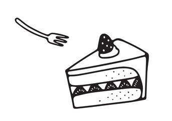 シンプルな線画のショートケーキ