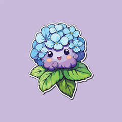 hydrangea sticker. kawaii cartoon illustration