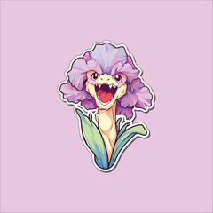 gladiolus sticker. kawaii cartoon illustration