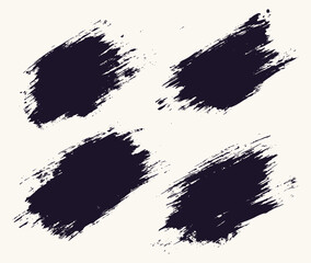 Vector stains black hand drawn brush strokes set