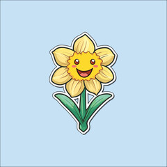 daffodil sticker. kawaii cartoon illustration