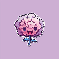 carnation sticker. kawaii cartoon illustration