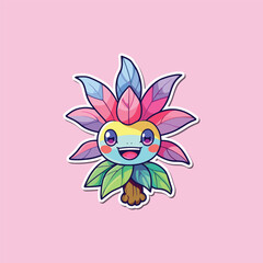 bromeliad sticker. kawaii cartoon illustration