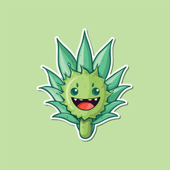 aloe vera sticker. kawaii cartoon illustration