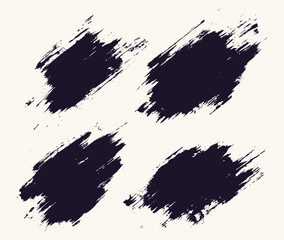 Hand drawn set of black vector grunge brushstroke
