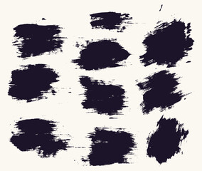 Set of vector paint black brush stroke texture set