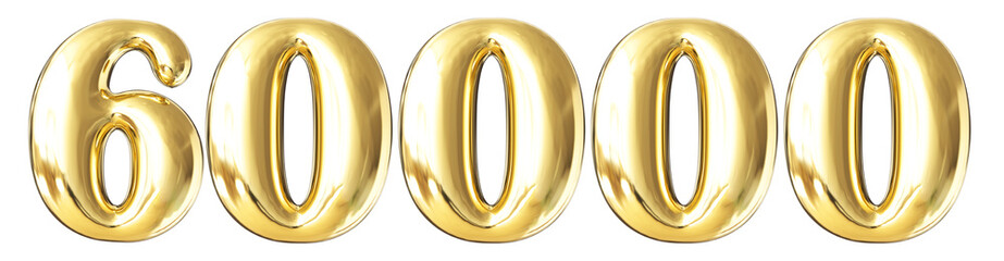 60k Follower Gold Number 3D Render