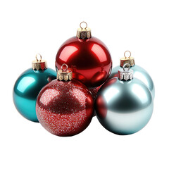 Various red and blue Christmas balls isolated on white background - White or transparent background