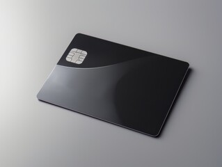 Black bank card on grey background isolated AI